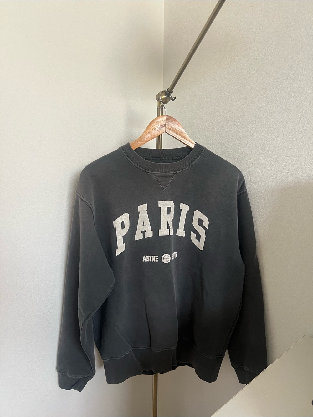 Anine Bing Black 'PARIS' Crewneck Sweatshirt